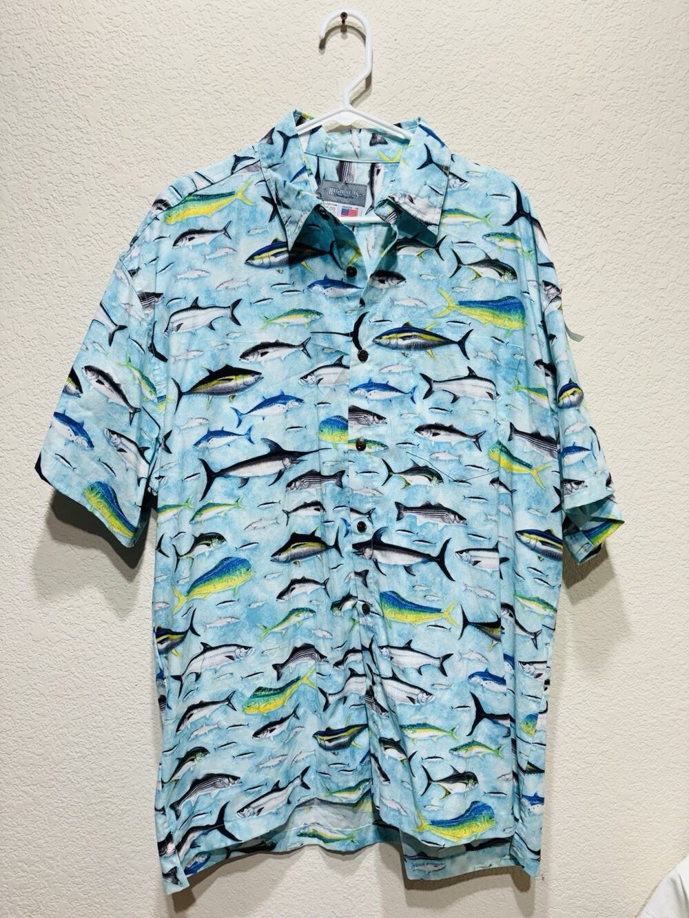 High Seas Trading Fish Shirt Xl Hawaiian Vintage Sushi Fishing Vacation